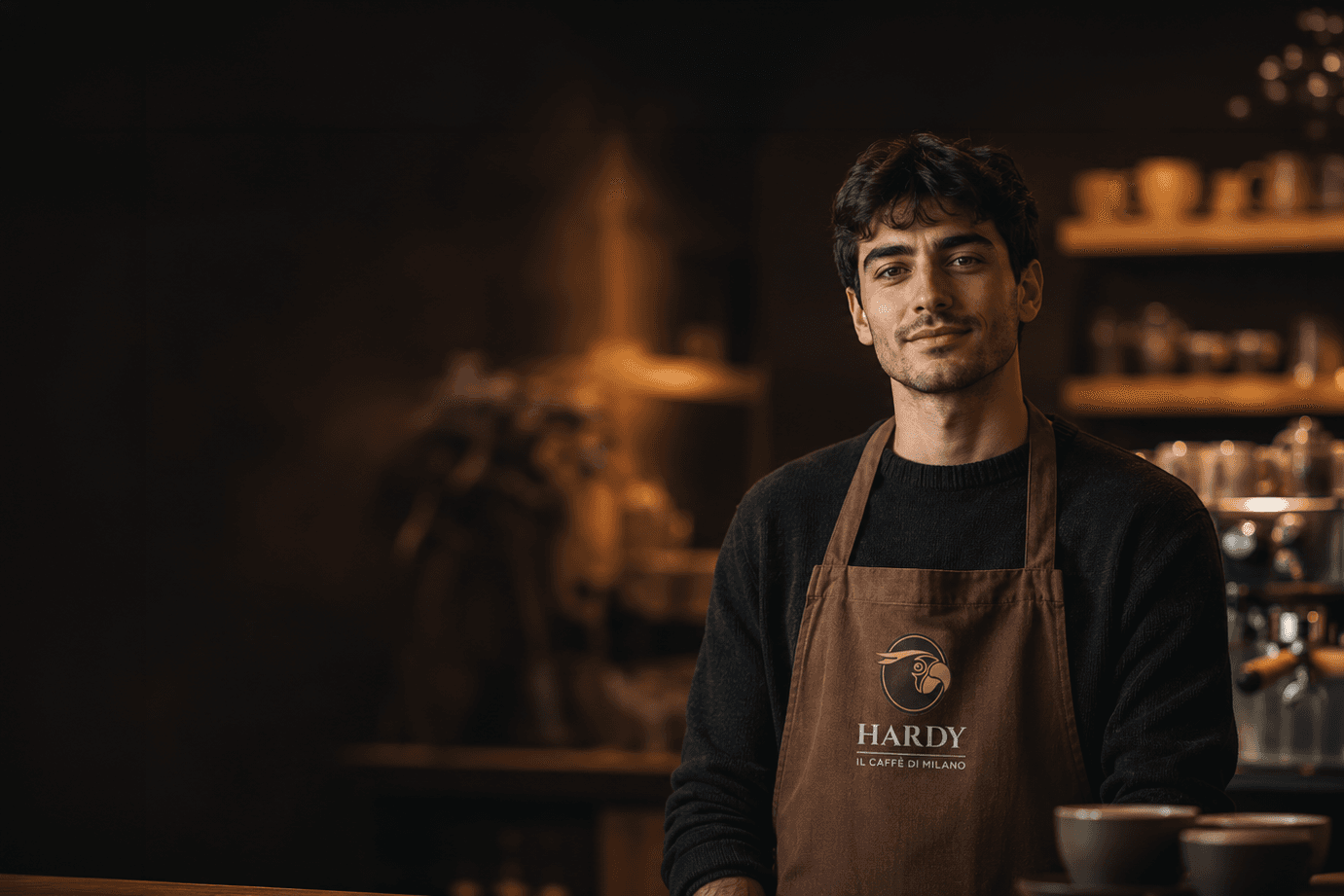 Barista Hardy al banco — Edoardo