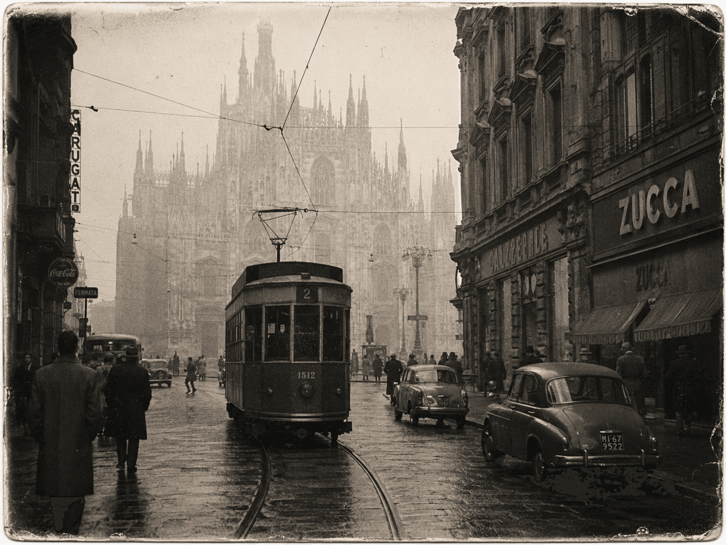 Milano storica, Duomo e tram in piazza