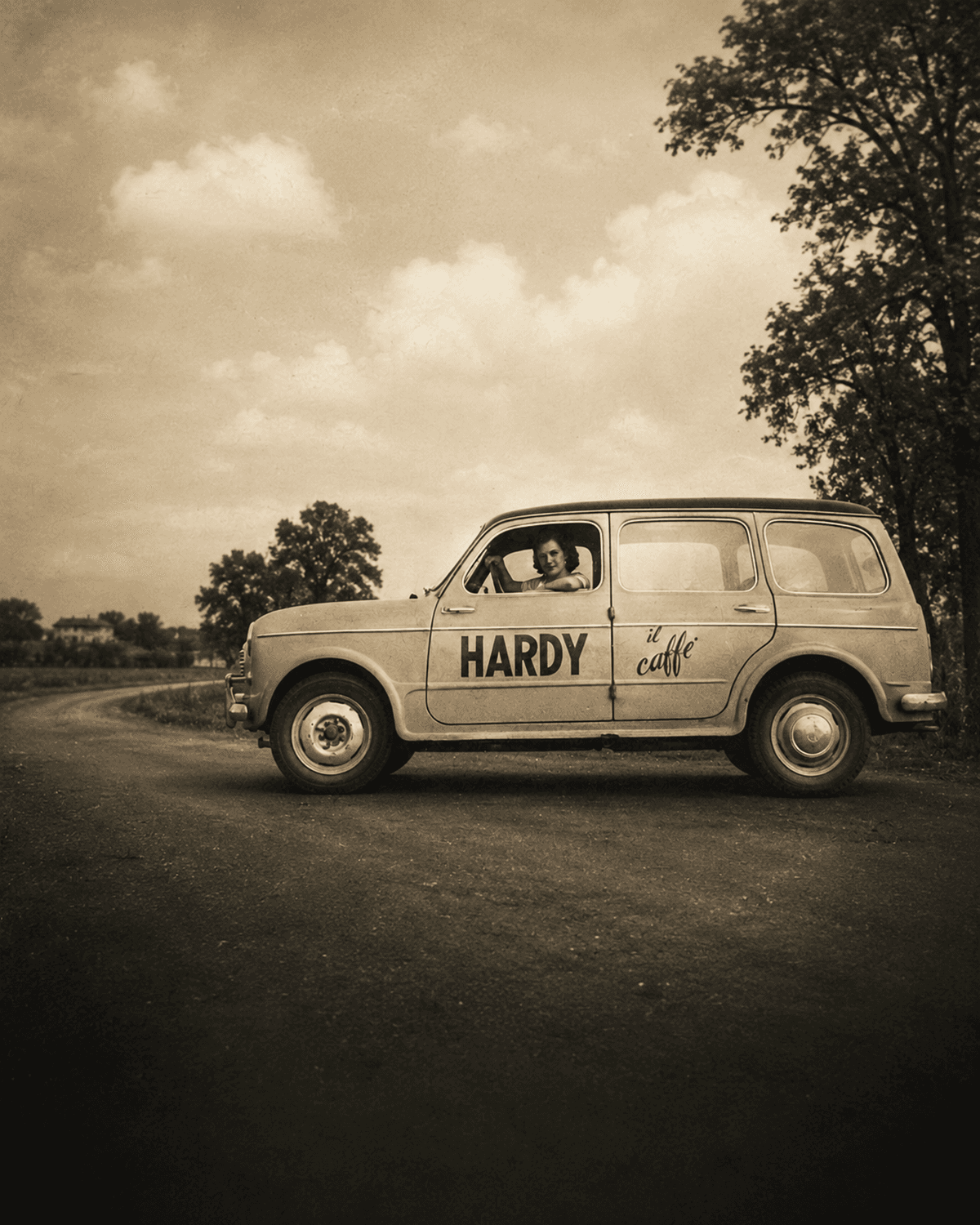 Auto storica Hardy il caffè negli anni Cinquanta