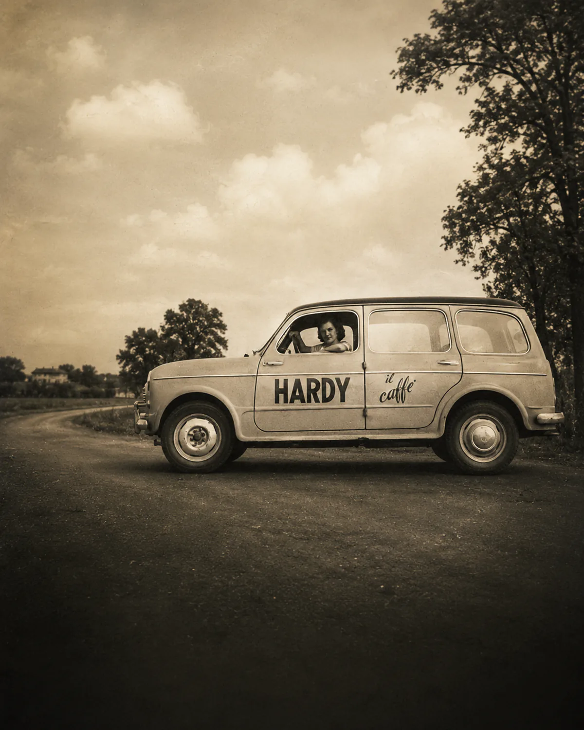 Auto storica Hardy il caffè negli anni Cinquanta