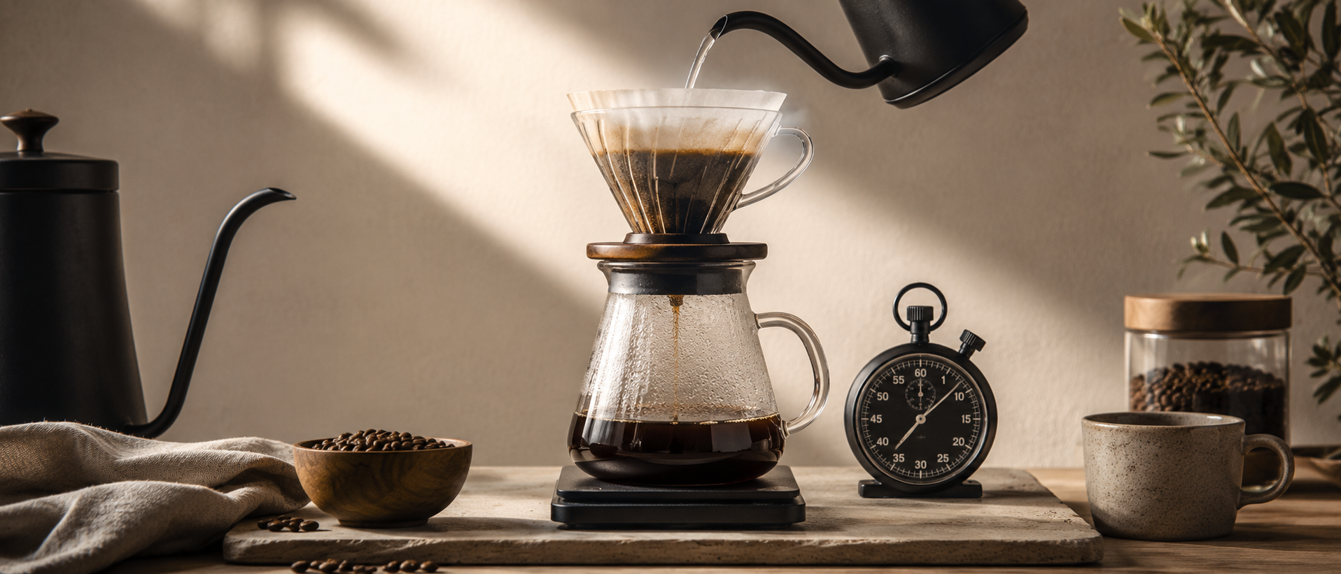 Preparare manuală a cafelei cu atenție la timpul de extracție